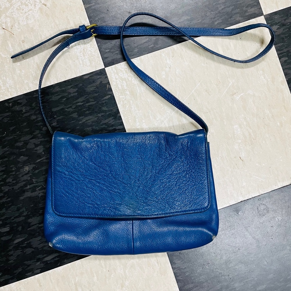 JCrew royal blue leather crossbody purse